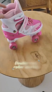 Kids Adjustable Double Row & Inline 4-Wheel Roller Skates Beginner Skating Shoes for Boys & Girls