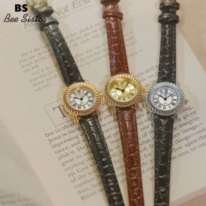 BS Bee chị em thương hiệu thời trang ban đầu đồng hồ nữ Đồng hồ bé gái phiên bản Hàn Quốc cho nữ đơn giản Retro không thấm nước Đồng hồ quartz hình tròn phụ nữ thanh lịch dây da đồng hồ đeo tay nhỏ cho phụ nữ 1785