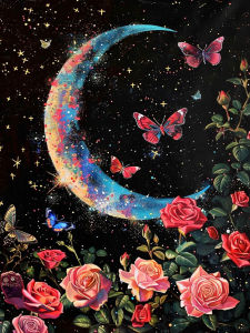 Huacan DIY Diamond Painting Rose Moon Diamond Embroidery Flower Landscape Complete Kit Decorative Paintings