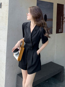 Summer New Arrival French Style Small Fancy Temperament High Waist Jumpsuits Pants Suit Collar One-Piece Shorts Suit Women