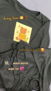 Setelan Anak Remaja Korea Ukuran ALL Size Dapat Kaos Lengan Panjang Dan Celana Panjang Kulot Honey Bear