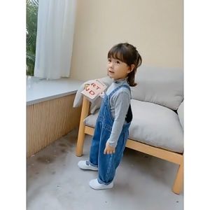 Denim jumpsuit for kids girls Korean version overalls baby jumpsuit 1-10 years old performance outfit