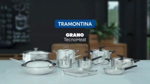 TRAMONTINA 24cm Stainless Steel Deep Casserole Pot with Tri-Ply Body | Grano