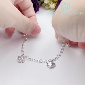 SilverWholesale #BB195 Original Silver 925 Kids/Baby/Newborn Anklet Bracelet (Rantai Kaki/Tangan/Gelang Kanak/Budak/Bayi) 八卦