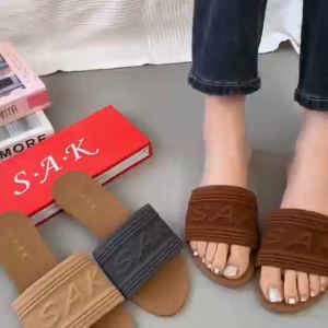 Chic Knit Fabric Slip-On Flat Sandals for Women - Casual Plain Summer Footwear