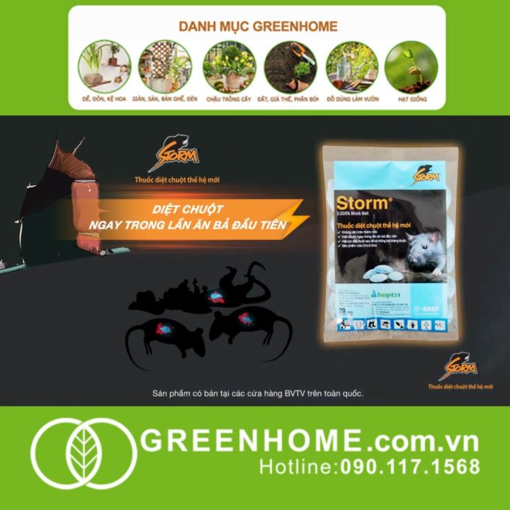 Thuốc Diệt Chuột Greenhome, Storm, Sinh Học Thế Hệ Mới, Tận Gốc, Cả Tổ ...