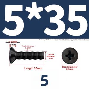 POWER&STRONG | Black Zinc Plated Flat Head Cross Recessed Screws