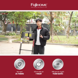 Thang rút đơn cao 5M - 5.9M thép carbon Fujihome Nhập Khẩu thang rút chữ I 13-15 bậc khoá chốt an toàn siêu bền nhẹ