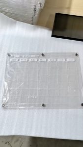 R2Y Acrylic Magnetic Monthly And To DO List For Fridge Reusable Magnetic Acrylic Calendar W/5 Pens And Wipe
