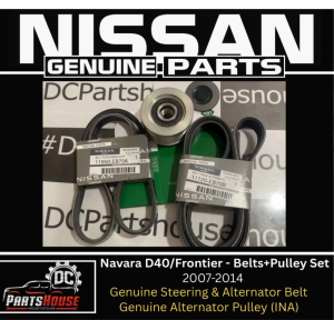 Navara D40 2008-2014 Genuine Nissan Alternator Belt Steering Belt & Alternator Pulley