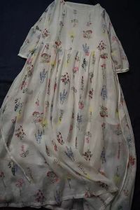 Váy Voan Họa Tiết Hoa Nhẹ Mùa Hè Cổ Tròn Tay Ngắn Váy Chữ a Váy Nữ Mùa Hè Phong Cách Cổ Điển Nghệ Thuật