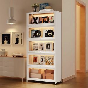 Steel Glass Door Children Dustproof Shelf