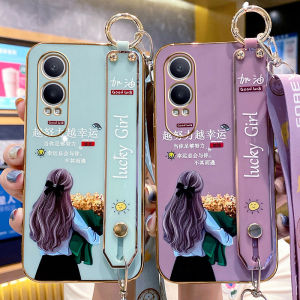 Oppo K12x Phone Case Ultra-Thin Full Cover Silicone Protective Shell Cute Cartoon Girl Design with Lanyard Fall Proof for Oppo K12