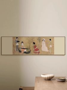Retro Chinese Style Living Room Decorative Painting Beautiful Lady Artwork Modern Stylized Scenic Frame Home Decoration Wall Art