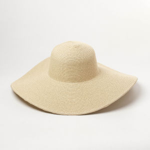Summer Solid Color Fashion Rhinestone14cm Oversized Sun Hat Ladies Beach Sunscreen Straw Hat Travel Foldable Uv Panama Wholesale