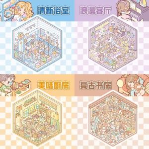 New Princess Guidebook Themed Adhesive Tape Cute Popular Notebook Decorative Material Quiet Book as Heart Desires Set Whole Roll Rose