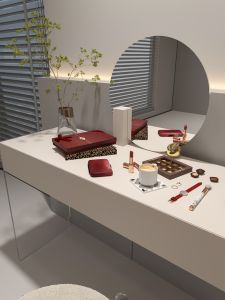 Modern Minimalist Acrylic Floating Makeup Table All Solid Wood Cream White Milk Cream Style Wabi-Sabi Wooden Dressing Table