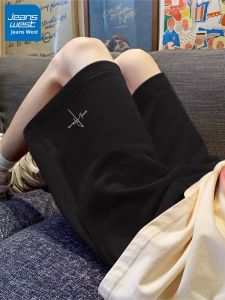 True Weave American Style Mens Shorts Pure Cotton Casual Pants Five-Quarter Length Summer Sportswear Loose Straight Leg Jeans