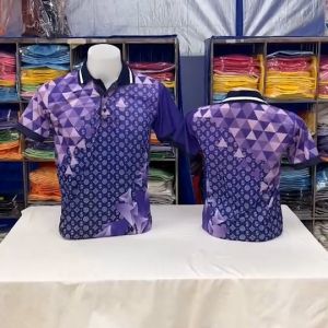 เสื้อโปโลผ้าฟิศผู้ชายล่ายของผ้านุ่มลื่นๆ ใส่สบายไม่ร้อน ยับยาก - 3 สี ม่วง (กีฬา)