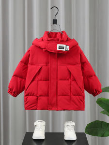 Red Thickened down Jacket for Boys Childrens New Year Clothes Traditional Chinese Tang Suit Winter Clothes for Kids Baby
