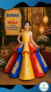 Buwan ng Wika Philippine Flag Umbrella Gown For Kids - Philippine Cultural Event
