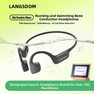 LANSHIDUN | Bone Conduction Wireless Bluetooth Earphones for Running and Swimming