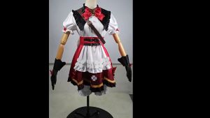 Klee Genshin Impact Cosplay Costume hat Wig Anime Game Witch Lolita Dress Halloween Party Outfits for Girls Kids