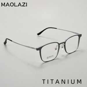 MAOLAZI Fashion Ultra Light Glasses Retro Titanium Square Luxury Eyewear Prescription Eyeglasses Frame For Men And Women 28557LM