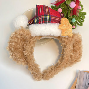 Christmas Themed Plush Hairband Womens Fashionable Hair Accessories Hairband with Bowknot for Photo Taking And Theme Park