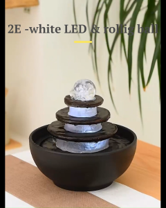 SG Seller Water Fountain Water Feature Table top desktop fengshui rolling ball waterflow rocky design instock white color LED light water pump