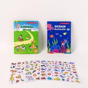 Bandai | New Cartoon Animal Enlightenment Baby Sticker Book Focus Potential Development Reusable Stickers Early Education Book For Kids