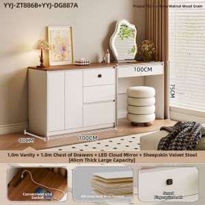 YANGYING | Minimalist Large Capacity Fingerprint Lock Makeup Table and Storage 40cm