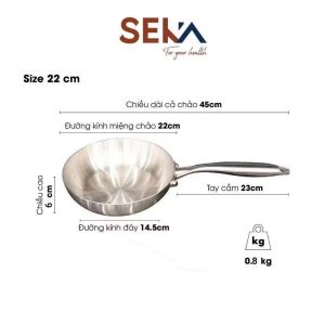Chảo INOX chống dính tự thân Seka Nông lòngSK6030 Nhật.Chính Hãng Seka
