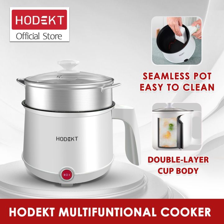 [Malaysia Plug] HODEKT 1.8L Electric Hot Pot Electric Cooker Small soup pot Non Stick Ceramic Frying Pan Rice Portable Mini Rice Cooker Pot Periuk Nasi Stainless Steel Electric Cooking Pot rice cooker pot cooking