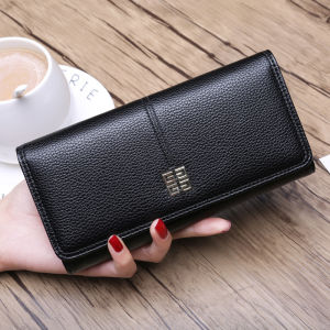Fashionable Large Capacity Long Wallet Womens Bifold PU Leather Wallet Multi-Functional Simple Design Card Holder Clutch Bag