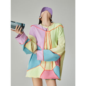 Dopamine Colored Patchwork Thin Sweater