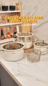 Paket Masak Sehat freemir – 5in1 Panci Stainless Steel + Steamer + Fry Basket | No Coating Anti Karat