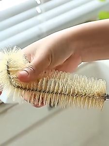 4pcs/Set Wooden Handle Bottle Brush Set Long Handle Tumbler Cleaning Brush Elbow Bottle Brush Set