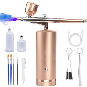 Bộ Dụng Cụ Vẽ Móng Bằng Khí Nén Di Động Với Máy Nén Khí Dùng Cho Vẽ Móng Vẽ Bánh Thủ Công Sạc USB Bộ Cọ Khí Kim Loại