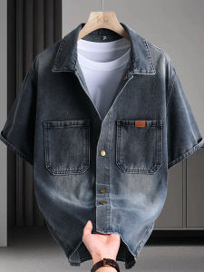 Áo Sơ Mi Ngắn Tay Denim Vintage Đã Giặt