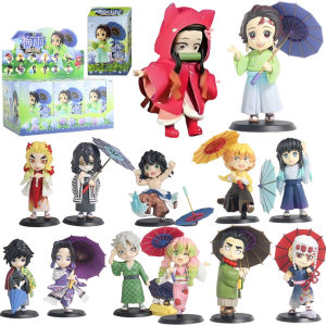 Bandai | Demon Slayer Figures Blind Box Plum Rain Series Tanjiro Kamado Nezuko Action Model Pvc Statue Doll Ornament Collection Toys Gift