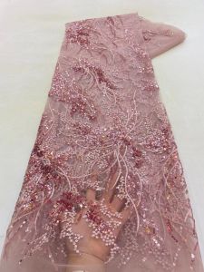 Luxury Pink 2023 High-Quality French Tulle Net Sequins Lace Fabric: A Guide for African Wedding and Nigerian Party Dresses