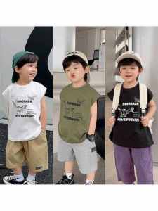 Boys Cartoon Vest Sleeveless Summer Wear Summer New Arrival Baby Clothes Baby Toddler Summer Tops Trendy Thin X4396