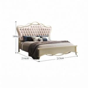 American Solid Wood Bed Modern Minimalist Luxury Main Bedroom Princess Leather Bed 1.8m