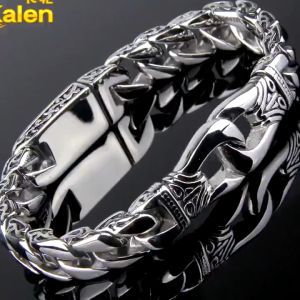 Fashion Men Bracelet Stainless Steel Curved Curb Link Chain Bangle Gelang Keluli Tahan Karat Lelaki Gelang Totem Retro