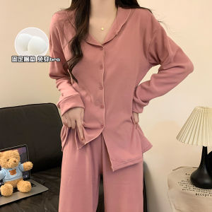 Double-Sided Warmth German Velvet Autumn Winter Womens Long Sleeve Sleepwear Set Simple High-End Feelings Home Clothes Ensemble
