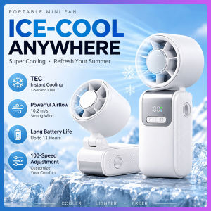 Taoxilife Portable Foldable Handheld Fan with TEC Superconducting Refrigeration Chip 180° Adjustable Angle 3C Certified Battery Desktop & Handheld 2 in 1 Cooling Fan for Outdoor Travel Sports Mini Fan