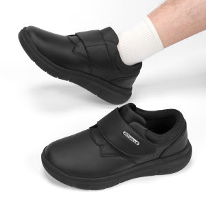 FitVille Extra Wide Mens Shoes Leather Diabetic Shoes Walking for Elder Orthopedic Toes Swollen Feet Non-Slip Arch Support