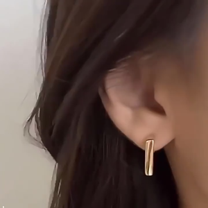 1 Pcs Elegant Hoop 18k Gold Earrings Pierced Hypoallergenic Earing For Women Fashion Jewelry Accessories