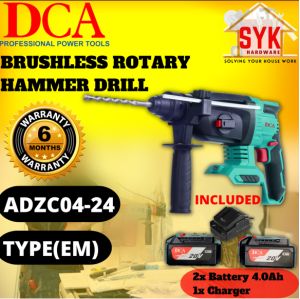 SYK DCA ADZC04-24 Cordless Brushless Rotary Hammer Driill Machine Mesin Bor Tangan Bateri Penebuk Dinding